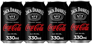 4-pack Jack Daniels Whiskey & Coca-Cola blik 4x330ml