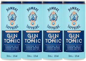 4-pack Bombay Gin & Tonic blik x250ml