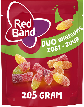 Red Band Duo Winegums Zoet Zuur zak 205 gram