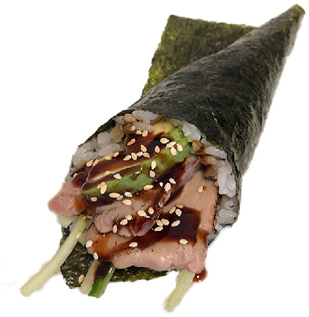 Flamed tuna temaki