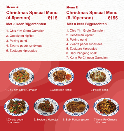 Menu A: Christmas Special Menu (4-6 person)(alleen voor Kerstmis 25th en 26th)