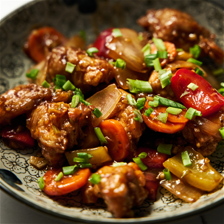 Familie diner kip in tausie saus