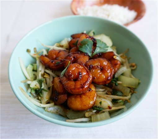 Garnalen in ketjapsaus