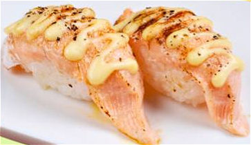Flamed sake nigiri 2st