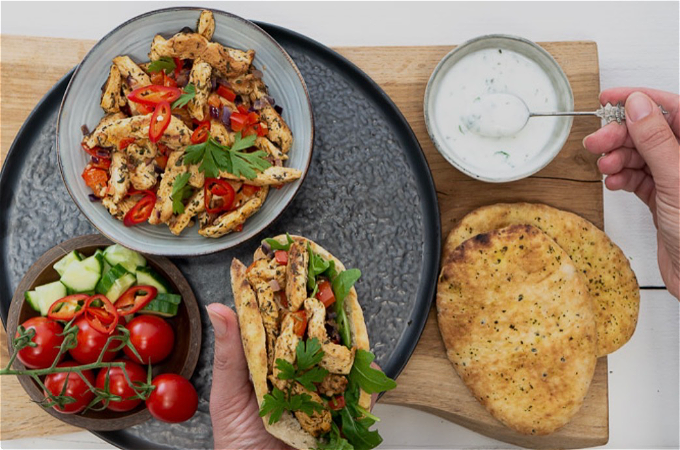 Kipstukjes Ola shaslick broodje