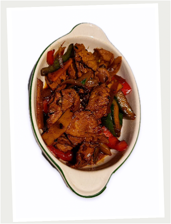 Varkensvlees met heerlijke zwarte sojasaus