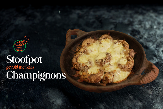 Stoofpot champignons gevuld met kaas