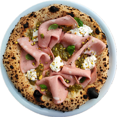 Pizza Mortadella e Pistacchio