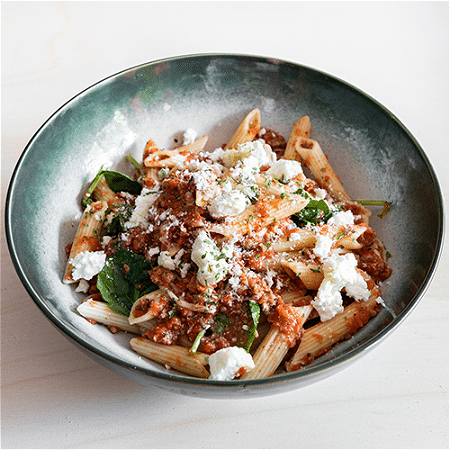 Penne al forno tritato