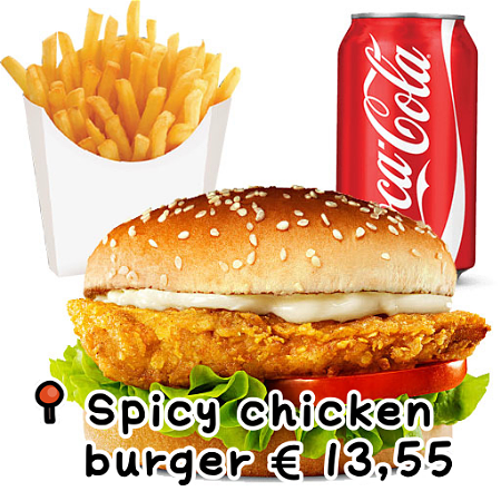 Spicy chicken burger menu