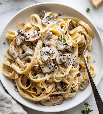 Pasta funghi a la crema