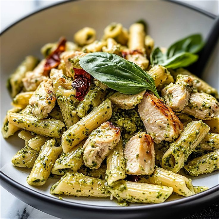 Pasta pollo e pesto