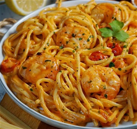 Pasta all'aglio e gambertti
