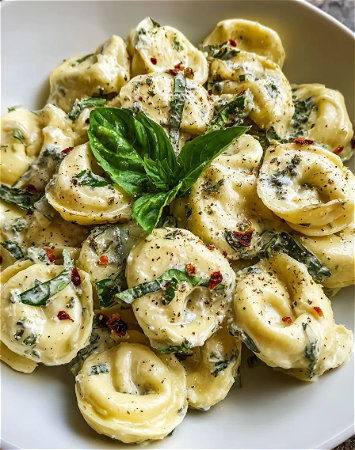 Tortellini con spinaci