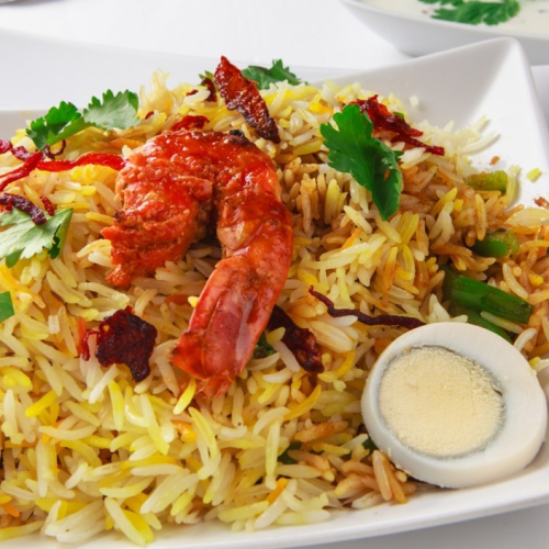 Shahi prawn biryani