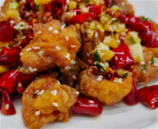 krokant kip met peper,knoflook,lenteuien