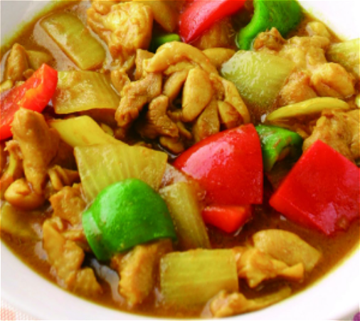 kipdijfilet met kerrie saus