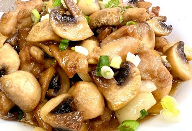 kipdijfilet met Champigongs