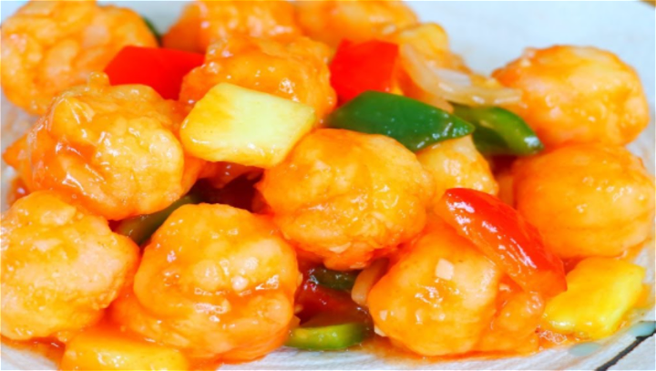 Garnalen met zoetzure saus