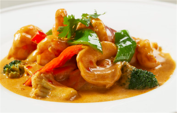 Garnalen met kerrie saus