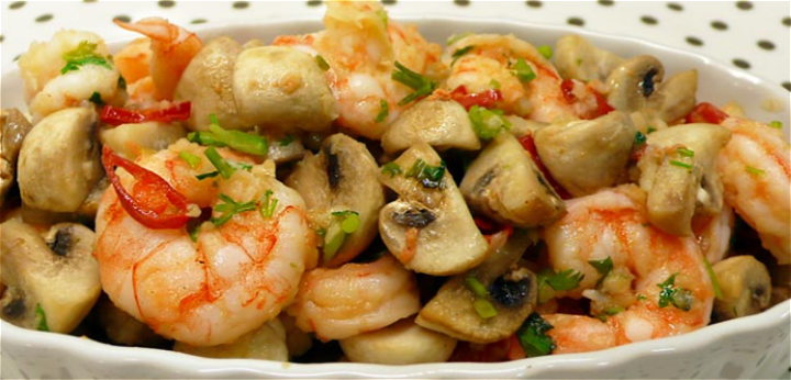 Garnalen met champignon saus