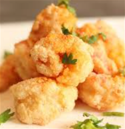 Garnalen met kruidenzout,peper,lenteuien,knoflook