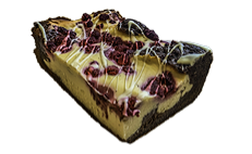 Cheesecake brownie met frambozen