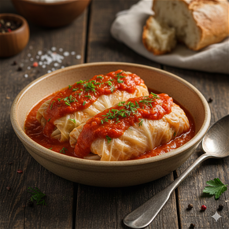 Gevulde kool roll met vlees (Gołąbki)