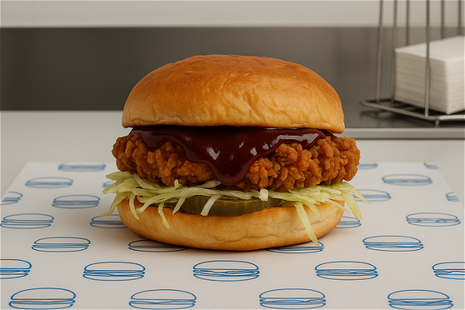 American style BBQ chick burger (crispy)