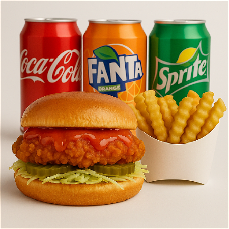 Hot and fire chick burger menu (crispy)