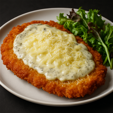 Cheesy truffle schnitzel
