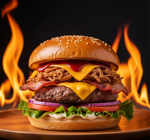 Flame grilled burger