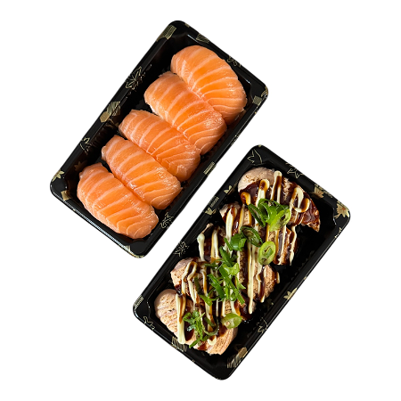 5 x zalm nigiri + 5 x geflambeerde zalm nigiri