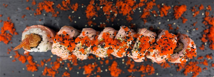 Soft Shell Flamed Salmon Ebi Roll
