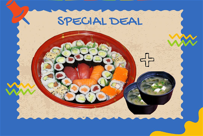 Sushi Box voor 2 pers + 2soep gratis