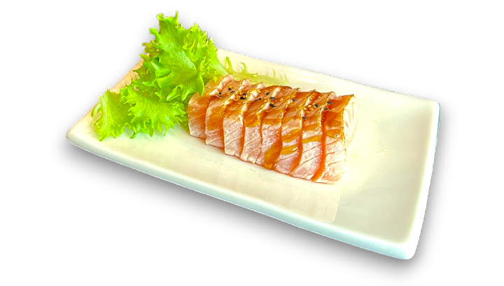 Flamed sashimi salmon
