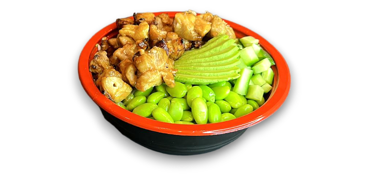 Poke bowl yakitori chicken