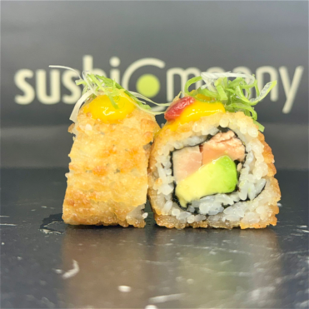 Fried inside out zalm special roll 