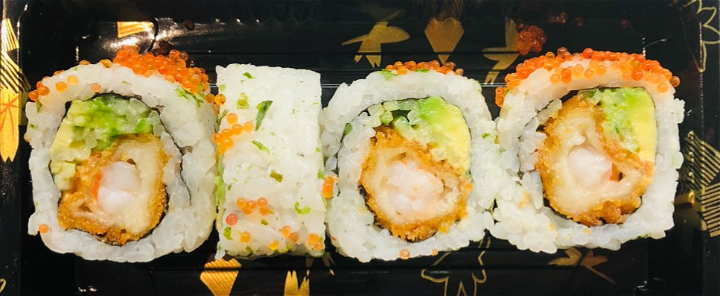 Gefrituurde Garnalen sushi roll 4 stuks 