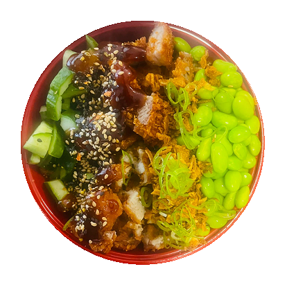 Poke bowl chicken yakitori