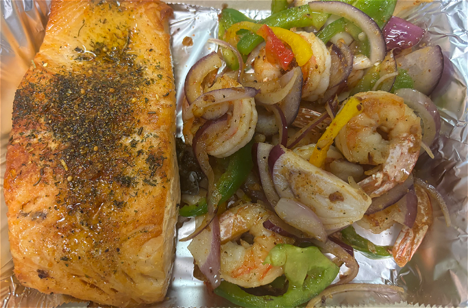 Zalm en gambas