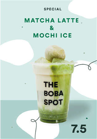 Macha latte & mochi ice