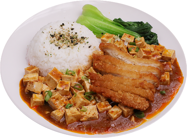 Tofu Rijst met Kip schnitzel