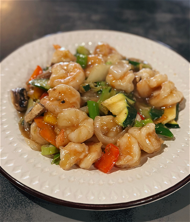 Garnalen met knoflook saus