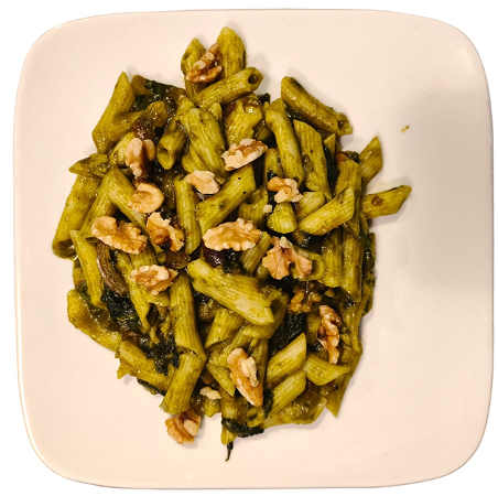 Vegan Pasta Pesto Spinazie Walnoten Menu