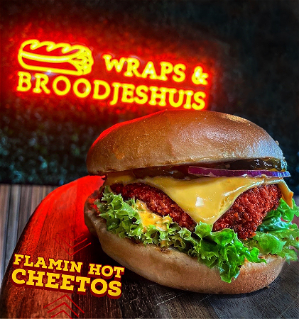 Flamin hot cheetos burger