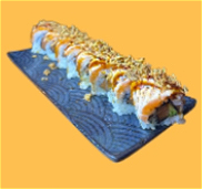 Dragon Roll flaming Salmon