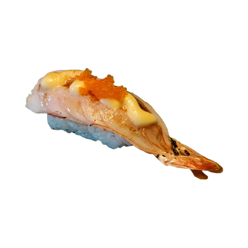 Ebi flambé nigiri