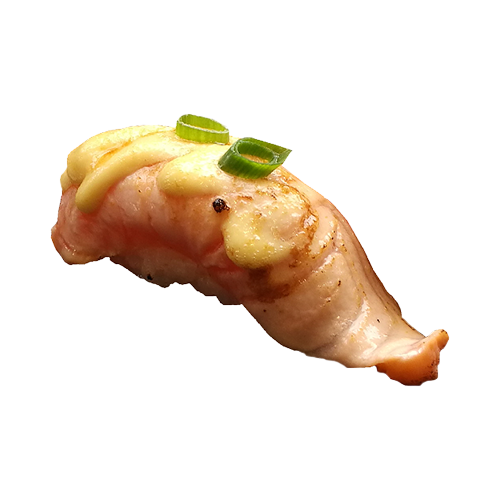 Salmon flambé nigiri