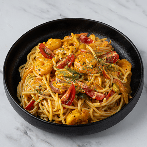 Pasta scampi caprese